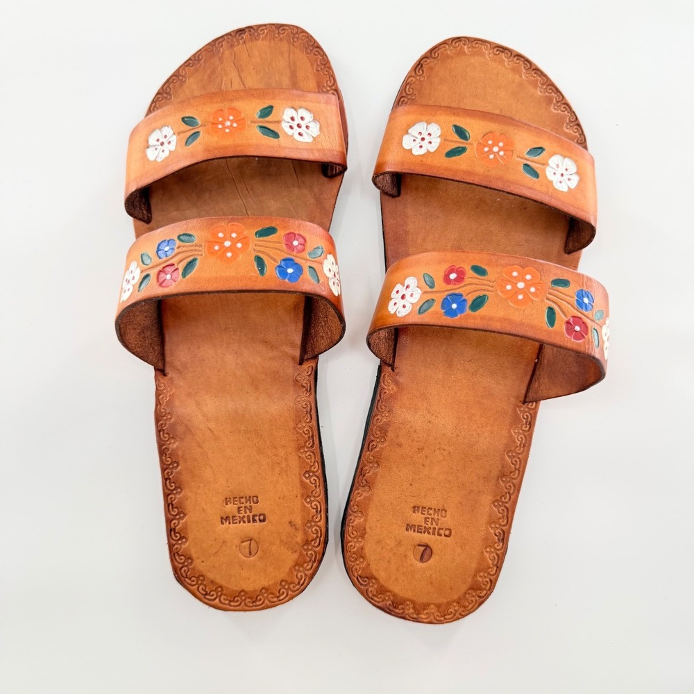 Boho Hippie Leather Sandals Mexican Huaraches Southwestern Retro Festival 70s - Picture 3 of 9